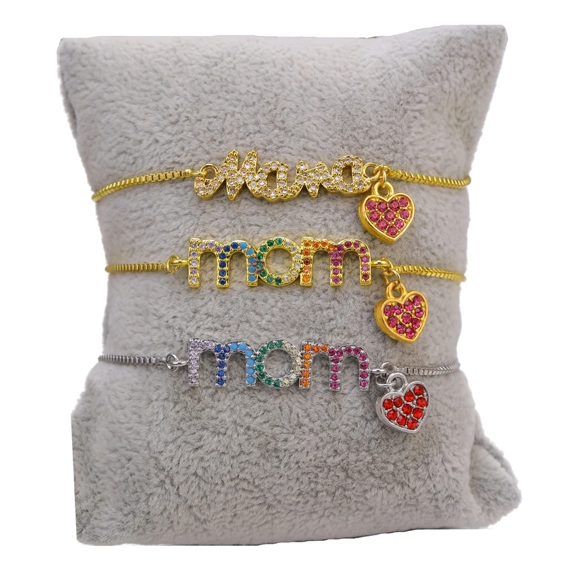JUWANG DIY Handmade Mama MoM Girls Charms Bracelets Jewelry Cubic Zirconia Adjustable Chain Bracelets For Mother's Day Gifts
JUWANG DIY Handmade Mama MoM Girls Charms Bracelets Jewelry Cubic Zirconia Adjustable Chain Bracelets For Mother's Day Gifts