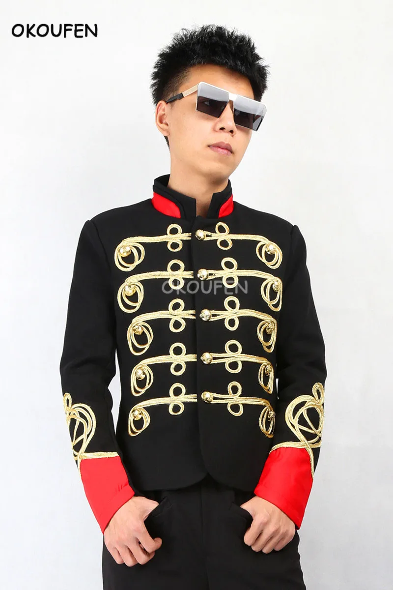 Men's New Gold Thread Embroidered Court Dress wear Fashion stand collar tide suit Single Row rules handsome shirt stage costumes
Men's New Gold Thread Embroidered Court Dress wear Fashion stand collar tide suit Single Row rules handsome shirt stage costumes