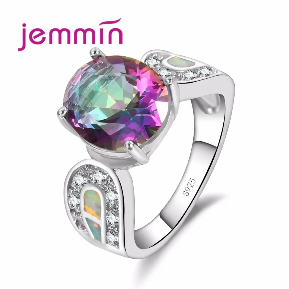 Particular Colorful Opal Loop Design with Big Round Rainbow Crystal Best Jewelry Gift 925 Sterling Silver Ring for Party
Particular Colorful Opal Loop Design with Big Round Rainbow Crystal Best Jewelry Gift 925 Sterling Silver Ring for Party