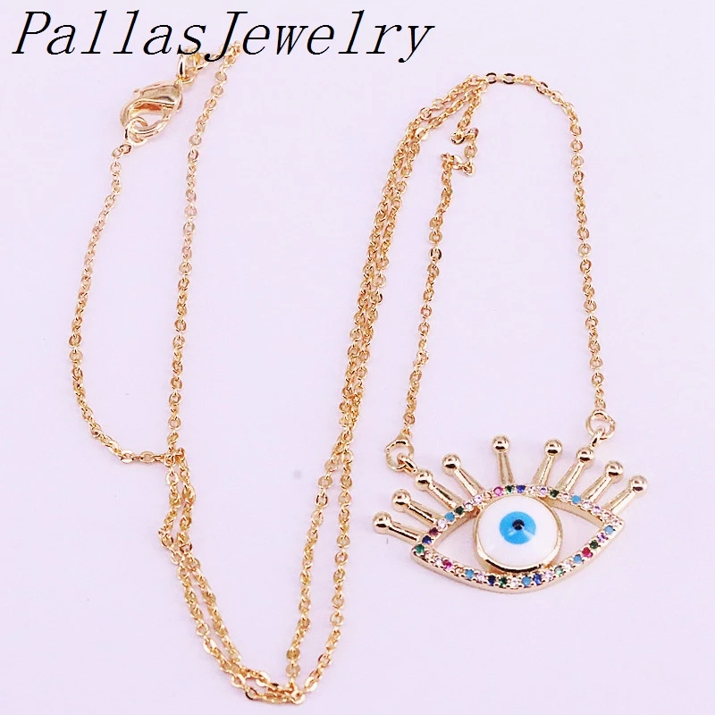 10Pcs Gold Filled Rainbow CZ Zirconia Micro Pave Fashion Blue Eye Pendant Necklaces Women Jewelry
10Pcs Gold Filled Rainbow CZ Zirconia Micro Pave Fashion Blue Eye Pendant Necklaces Women Jewelry