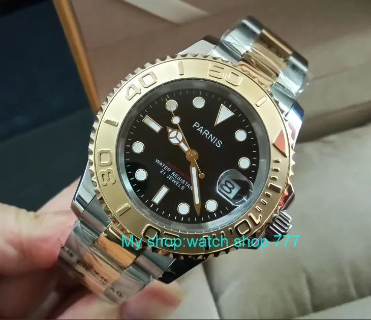 41MM PARNIS Black dial 21 jewels Automatic Self-Wind movement Two-way rotation bezel Sapphire Crystal luminous men's watch G389
41MM PARNIS Black dial 21 jewels Automatic Self-Wind movement Two-way rotation bezel Sapphire Crystal luminous men's watch G389