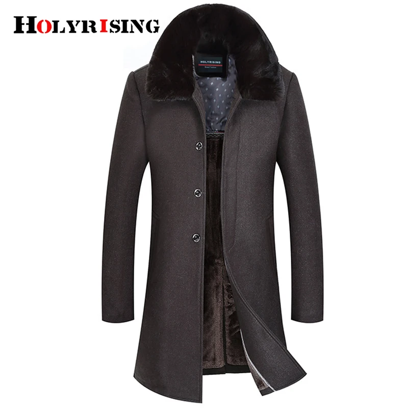 Holyrising мужское шерстяное пальто толстая Мужская куртка длинное с меховым