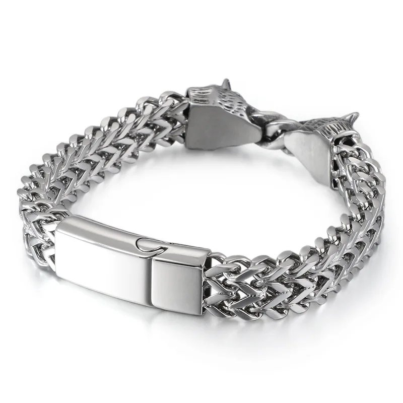 European and American Jewelry Personality Square Fish Scale Men's Wolf Head Titanium Steel Bracelet
European and American Jewelry Personality Square Fish Scale Men's Wolf Head Titanium Steel Bracelet
