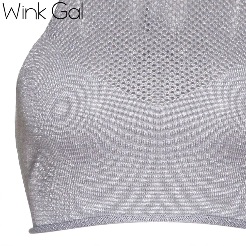 Wink Gal шикарный трикотажный кроп Топ Летний пляж сексуальная майка бюстье с