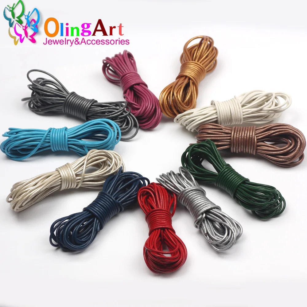 OlingArt 2mm 5M/Lot Craft Color Round Genuine Leather Cord Golden Silver DIY Necklace Bracelet Earrings Choker Jewelry Making
OlingArt 2mm 5M/Lot Craft Color Round Genuine Leather Cord Golden Silver DIY Necklace Bracelet Earrings Choker Jewelry Making