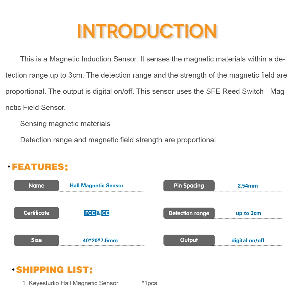 Free shipping !Keyestudio Hall Effect Magnetic Induction Sensor Module for Arduino CE/FCC
Free shipping !Keyestudio Hall Effect Magnetic Induction Sensor Module for Arduino CE/FCC