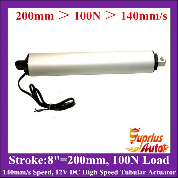 12V 8" (200mm) Stroke - 100N/ 22LBS Load Rating Linear Actuator, 140mm/s High Speed Tubular Actuator
12V 8" (200mm) Stroke - 100N/ 22LBS Load Rating Linear Actuator, 140mm/s High Speed Tubular Actuator