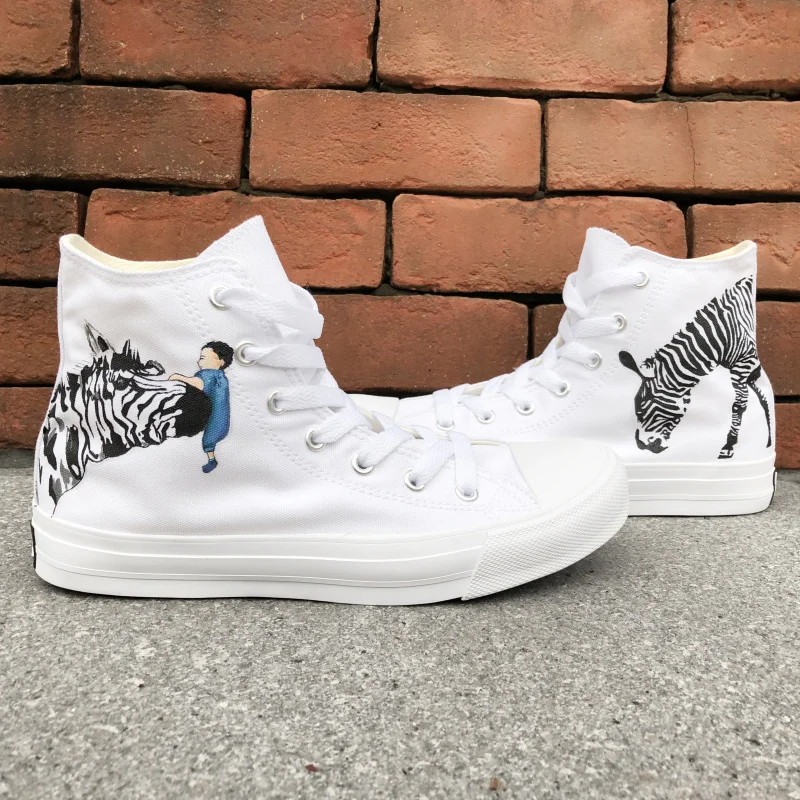 Wen Original Design Zebra A Little Boy Hand Painted Shoes Skate High White Canvas Unisex Sneakers Boy Girl Adult Plimsolls
Wen Original Design Zebra A Little Boy Hand Painted Shoes Skate High White Canvas Unisex Sneakers Boy Girl Adult Plimsolls