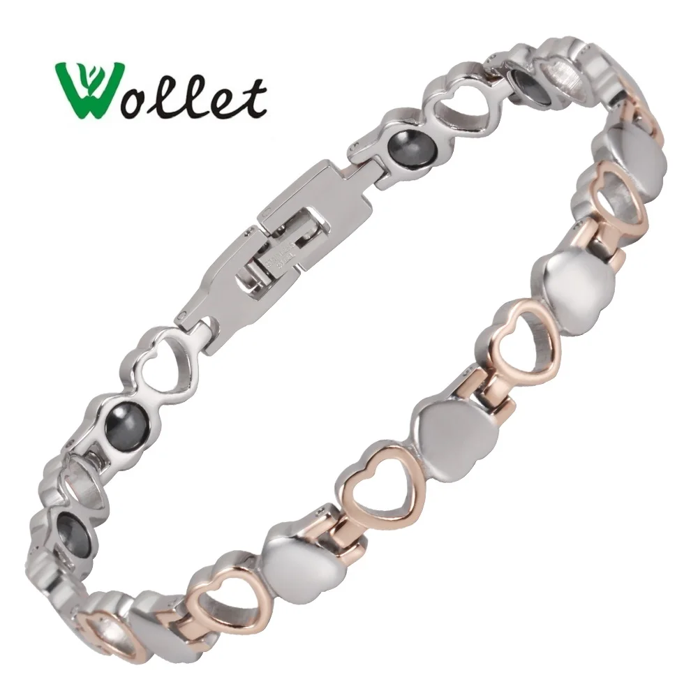 Wollet Jewelry 99.999% Germanium Heart Design Stainless Steel Magnetic Bracelet for Women Rose Gold Silver Color Hematite Ion
Wollet Jewelry 99.999% Germanium Heart Design Stainless Steel Magnetic Bracelet for Women Rose Gold Silver Color Hematite Ion