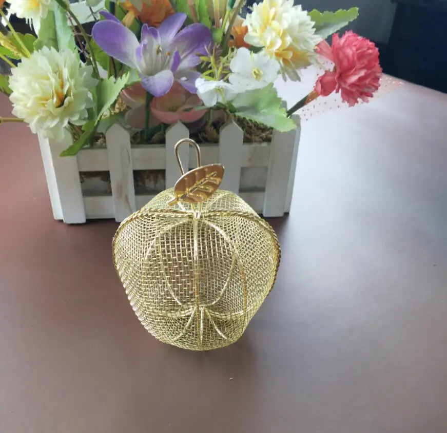 50pcs Wire Hollow Gold Apple Candy Box Chocolates Boxes With Ribbon For Wedding Party Baby Shower Favor Gift
50pcs Wire Hollow Gold Apple Candy Box Chocolates Boxes With Ribbon For Wedding Party Baby Shower Favor Gift