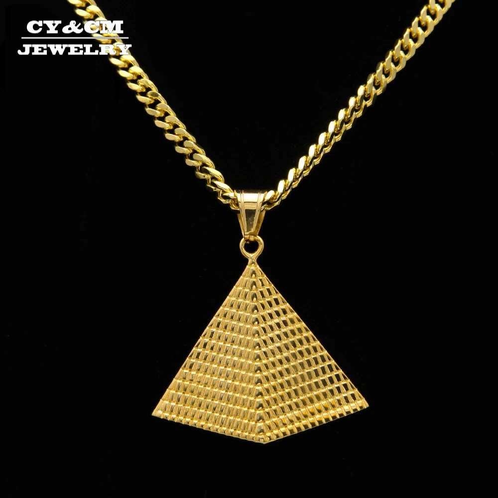 CY&CM Gold Egyptian Pyramid Pendant Charm Necklace Gold Color 316L Stainless Steel Necklace Chain Women Men Egypt Hiphop Jewelry
CY&CM Gold Egyptian Pyramid Pendant Charm Necklace Gold Color 316L Stainless Steel Necklace Chain Women Men Egypt Hiphop Jewelry