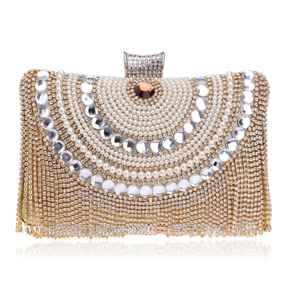 2018 New Crystal Pearl Women Clutch Bag Diamonds Beaded Chain Shoulder Handbags Tassel Rhinestones Small Purse Evening Bag
2018 New Crystal Pearl Women Clutch Bag Diamonds Beaded Chain Shoulder Handbags Tassel Rhinestones Small Purse Evening Bag