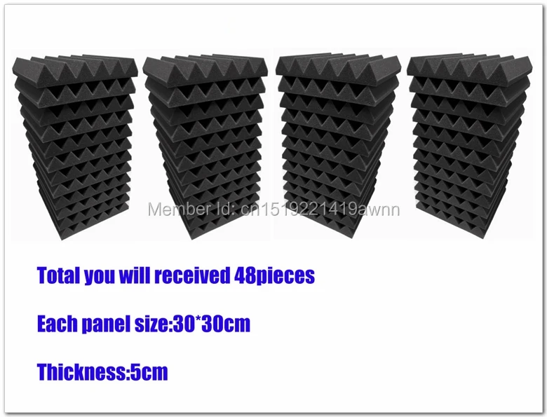 Fast Shipping New 48pieces black color 30*30*5cm Acoustic Wedge Studio Soundproofing Foam Soundproof foam acoustic foam in stock
Fast Shipping New 48pieces black color 30*30*5cm Acoustic Wedge Studio Soundproofing Foam Soundproof foam acoustic foam in stock