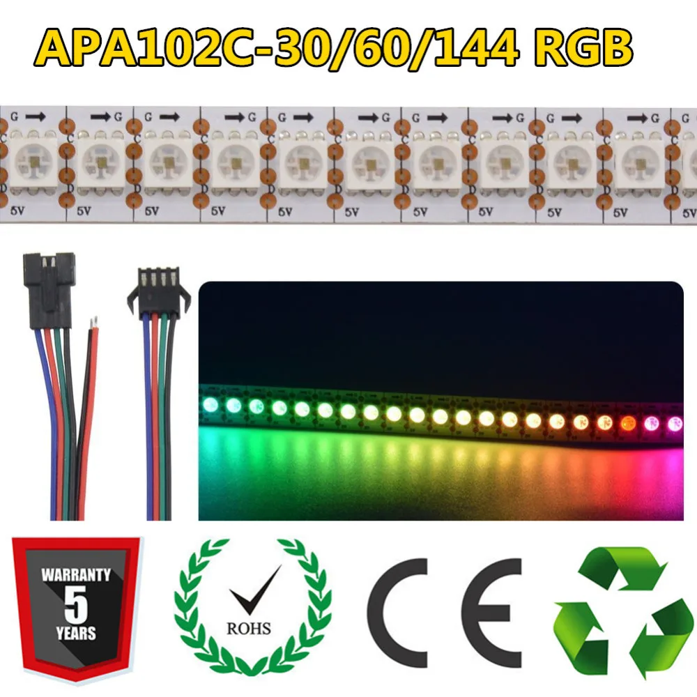 APA102C SK9822 Светодиодные ленты матрица адресуемых Дюралайт 5050 SMD 30 60 144 светодио дный