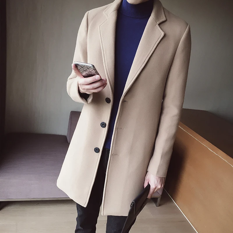 Long windbreaker in men's coat men's winter Korean version of slim fit woolen coat 2019 men coat
Long windbreaker in men's coat men's winter Korean version of slim fit woolen coat 2019 men coat