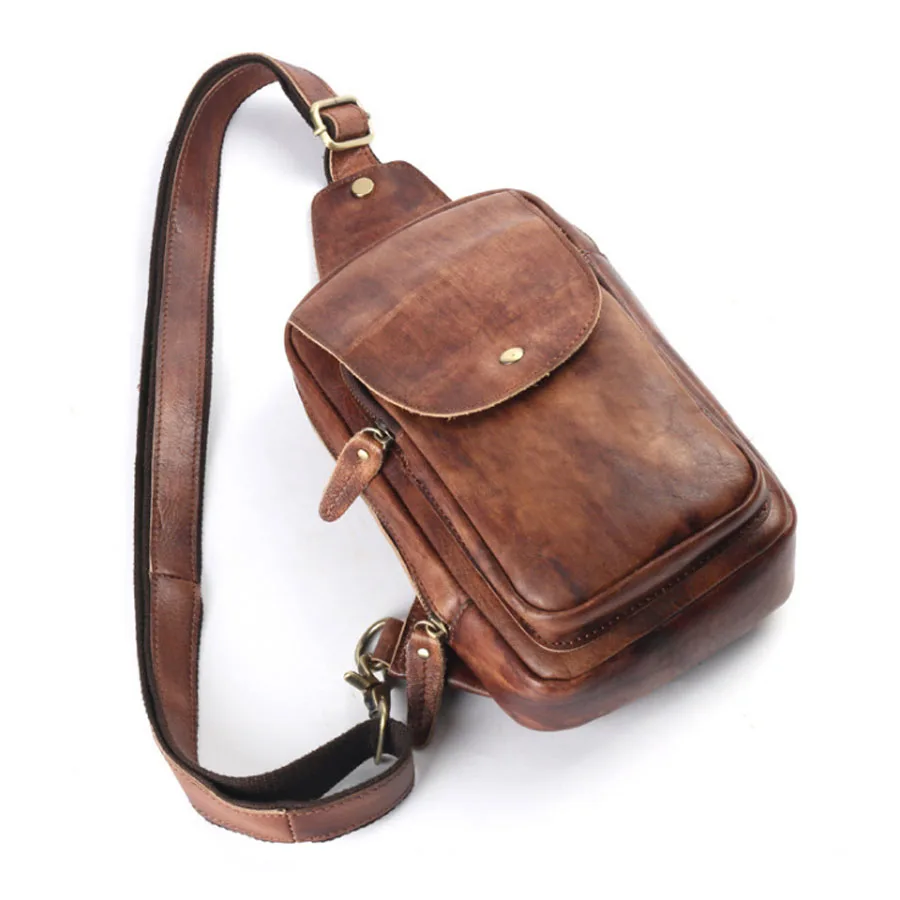 Men Genuine Leather Vintage Chest Back Bag Genuine Leather High Quality Casual Sling Shoulder Cross Body Bag Travel Bags
Men Genuine Leather Vintage Chest Back Bag Genuine Leather High Quality Casual Sling Shoulder Cross Body Bag Travel Bags