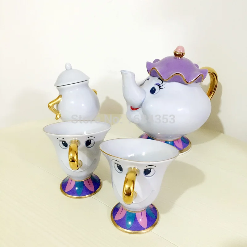 Чайный сервиз Красавица и Чудовище в новом стиле миксер Mrs Potts сахарница чашка