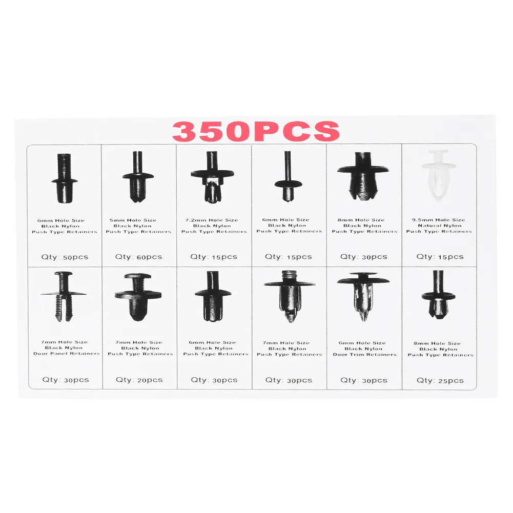 350pcs/12sizes Car Plastic Rivets Fasteners Auto Body Push Pin Rivet Trim Moulding Clips Kit Fit Hole 8mm
350pcs/12sizes Car Plastic Rivets Fasteners Auto Body Push Pin Rivet Trim Moulding Clips Kit Fit Hole 8mm