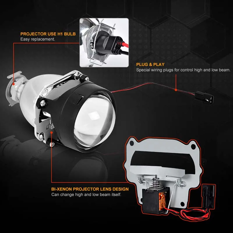 Мини HID H1 2 5 дюйма биксеноновый прожектор объектив для фар использует проектор