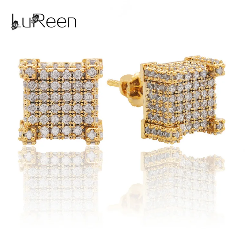 LuReen Hip Hop Iced Out Bling Earrings Gold Silver Color Micro Pave Cubic Zircon Square Stud Earring For Unisex Fashion Jewelry
LuReen Hip Hop Iced Out Bling Earrings Gold Silver Color Micro Pave Cubic Zircon Square Stud Earring For Unisex Fashion Jewelry