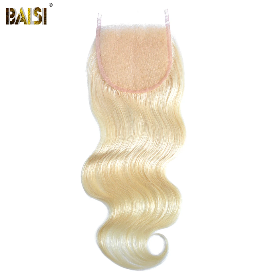BAISI бразильские волнистые волосы 613 цвета блонд Кружева Закрытие 100% человеческих