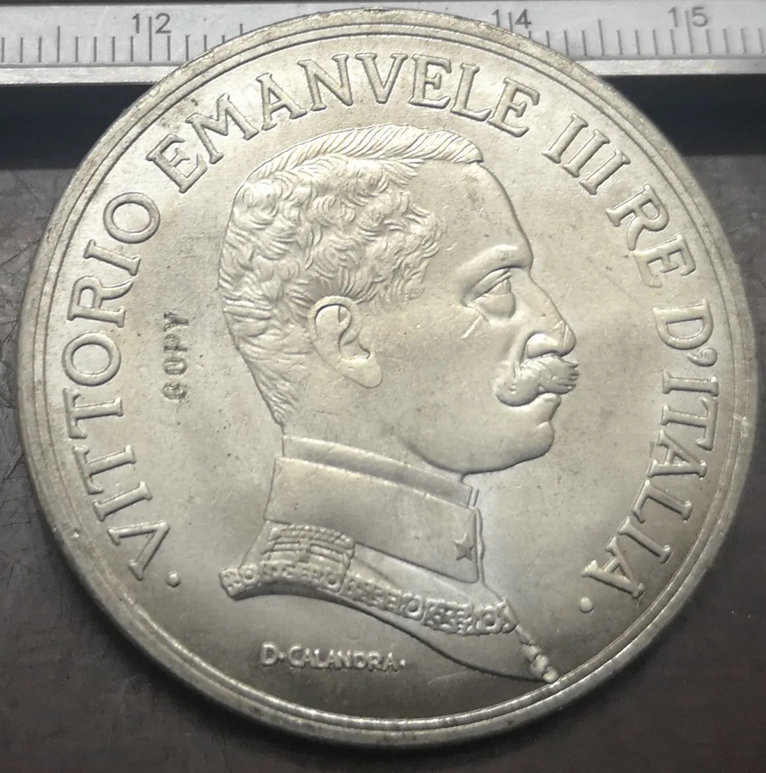 

1914 Italy 5 Lire - Vittorio Emanuele III Silver Plated Coin(Type 3)