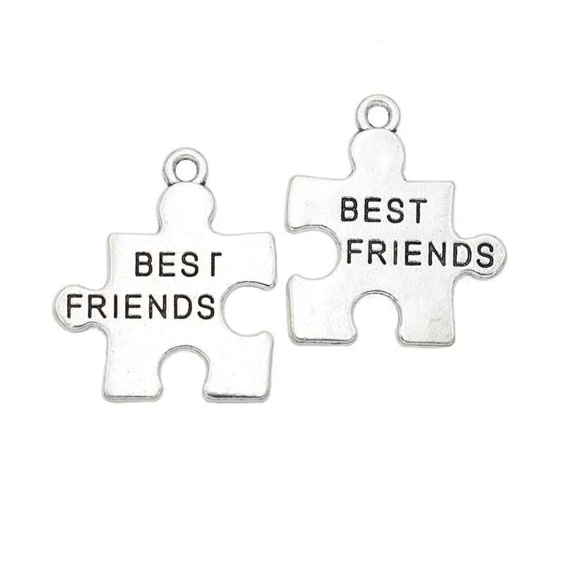 Antique Silver Plated Best Friends Charms Pendants for Jewelry Making Bracelet DIY Handmade Craft 23x27mm
Antique Silver Plated Best Friends Charms Pendants for Jewelry Making Bracelet DIY Handmade Craft 23x27mm