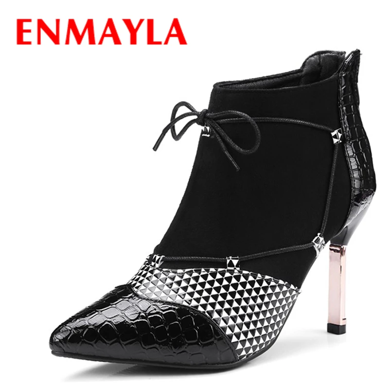 ENMAYLA Womens Autumn Mixed Colors Shoes Woman High Heels Pointed Toe Ankle Boots Women Lace-up Black Red Boots
ENMAYLA Womens Autumn Mixed Colors Shoes Woman High Heels Pointed Toe Ankle Boots Women Lace-up Black Red Boots