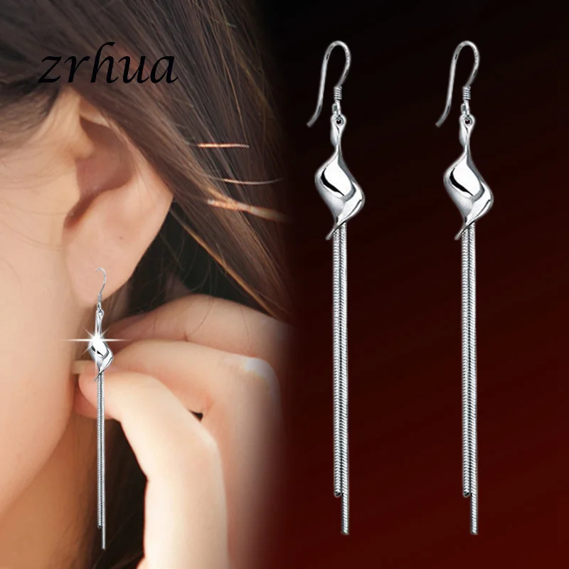 ZRHUA Hot Sale 925 Sterling Silver Earrings Long Twist Tassel Luxury Dangle Earrings For Women Wedding Party brincos pendientes
ZRHUA Hot Sale 925 Sterling Silver Earrings Long Twist Tassel Luxury Dangle Earrings For Women Wedding Party brincos pendientes