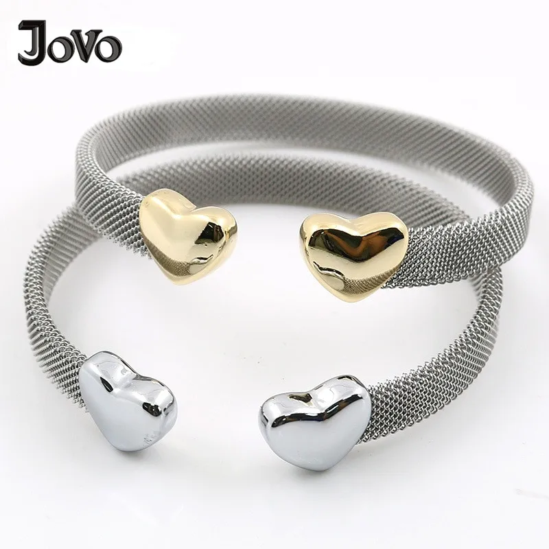 JOVO LOVE Titanium Mesh Bracelets Wholesale Vintage Stainless Steel Cuff Bracelets Silver Gold Plating Heart Bracelets For Women
JOVO LOVE Titanium Mesh Bracelets Wholesale Vintage Stainless Steel Cuff Bracelets Silver Gold Plating Heart Bracelets For Women