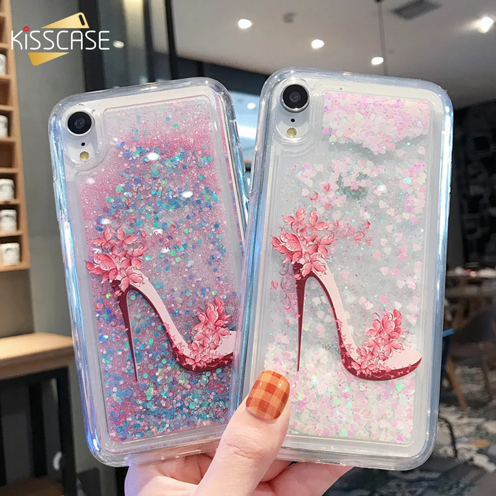 Чехол KISSCASE Quicksand для iPhone X 7 8 6 6S Plus мягкий чехол из ТПУ с узором на высоком каблуке XS