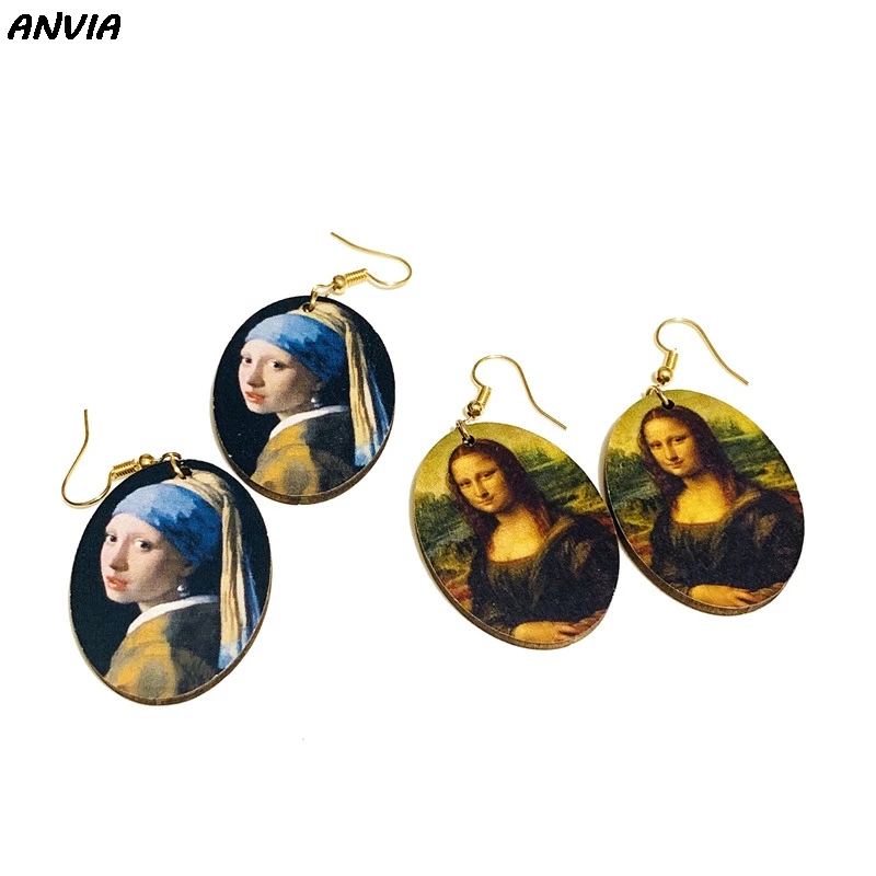 Vintage Oil Painting Drop Earrings Mona Lisa Girl With A Pearl Earring Painting Women Wooden Oval Statement Big Dangle Earrings
Vintage Oil Painting Drop Earrings Mona Lisa Girl With A Pearl Earring Painting Women Wooden Oval Statement Big Dangle Earrings