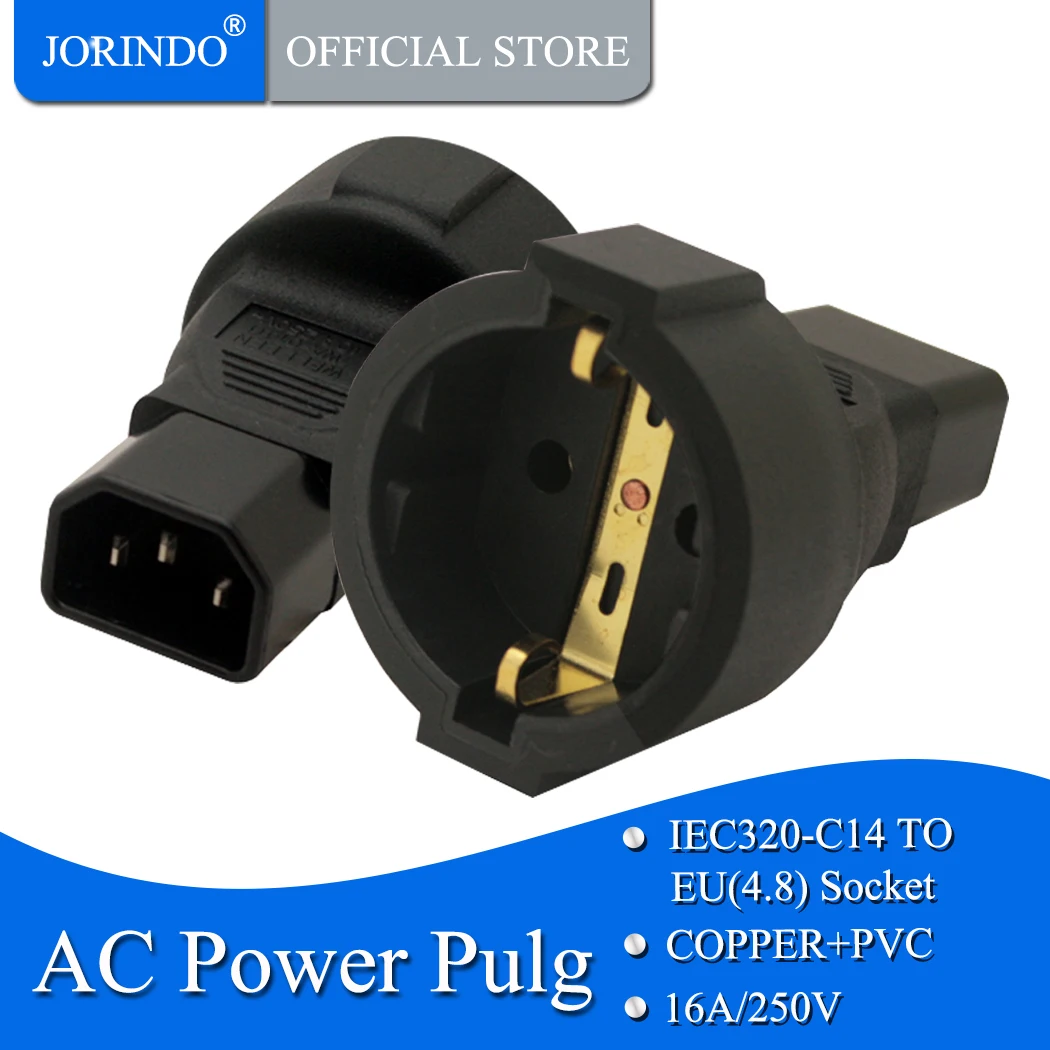 

JORINDO IEC320 C14 TO EU, Adaptador De Tomada de Poder IEC 320 C14 a UE Europeu,DA UE AC plug power converter UPS PDU Cabo