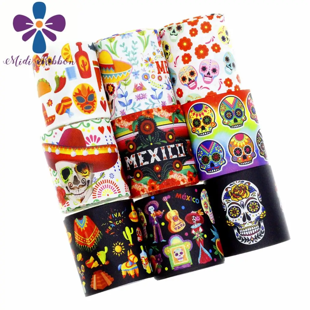 16mm-75mm Mexico National Day Printed Grosgrain/Elastic Ribbon Skull DIY Party Gift Decor Hair Bowknots Making 50yards/roll
16mm-75mm Mexico National Day Printed Grosgrain/Elastic Ribbon Skull DIY Party Gift Decor Hair Bowknots Making 50yards/roll