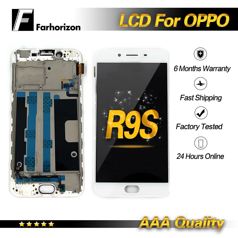 Для OPPO R9S ЖК дисплей Протестировано 100% качество с рамкой дигитайзер сборка замена