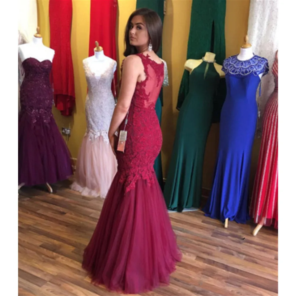 New Burgundy Mermaid Dress Evening Lace Tulle Floor Length Long Formal Dresses Custom Made Women Occasion Gown Cheap
New Burgundy Mermaid Dress Evening Lace Tulle Floor Length Long Formal Dresses Custom Made Women Occasion Gown Cheap