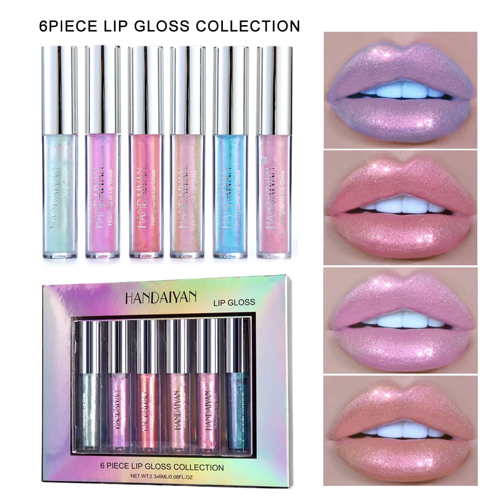 6pcs/pack HANDAIYAN shimmer lip gloss gold silver purple pigment waterpoof long lasting flash shimmer metallic lip tint HF034
6pcs/pack HANDAIYAN shimmer lip gloss gold silver purple pigment waterpoof long lasting flash shimmer metallic lip tint HF034