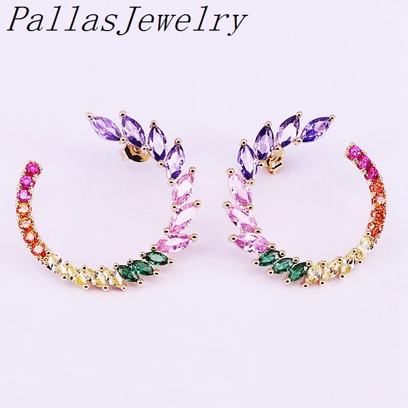 4Pairs New arrived Gold Filled stud earring rainbow cz zirconia micro pave circle Popular Women's Earrings
4Pairs New arrived Gold Filled stud earring rainbow cz zirconia micro pave circle Popular Women's Earrings