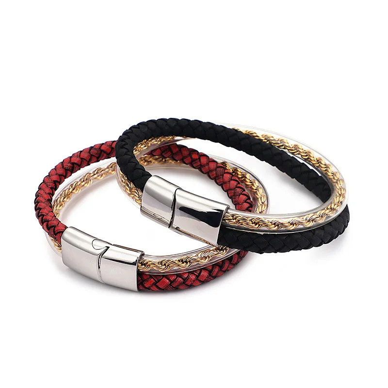 New fashion stainless steel magnetic buckle leather leather rope men's bracelet leather bracelet leather rope braided bracelet
New fashion stainless steel magnetic buckle leather leather rope men's bracelet leather bracelet leather rope braided bracelet