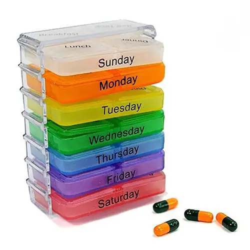 7 Day Pill Box Tablet Weekly Boxes Medicine Drug Holder Storage Organizer Container Case Dispenser
7 Day Pill Box Tablet Weekly Boxes Medicine Drug Holder Storage Organizer Container Case Dispenser
