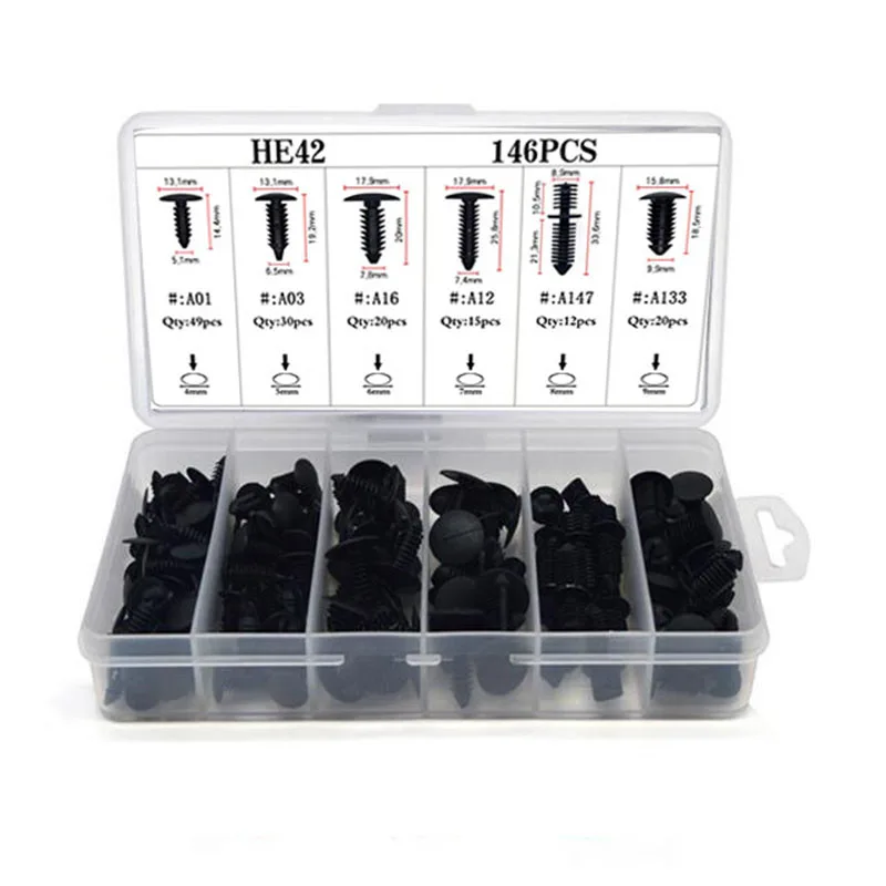146Pcs/set Universal Trunk Boxed Buckle Auto Rivets Plastic Car Clamps Molding Fasteners Clips
146Pcs/set Universal Trunk Boxed Buckle Auto Rivets Plastic Car Clamps Molding Fasteners Clips