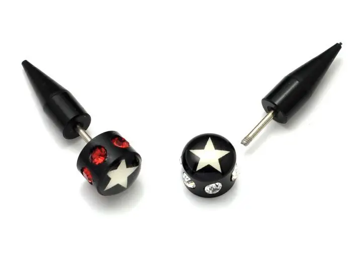 Five-pointed star pattern acrylic plastic stud earring punk Men men's titanium stud earring needle earrings 2166
Five-pointed star pattern acrylic plastic stud earring punk Men men's titanium stud earring needle earrings 2166
