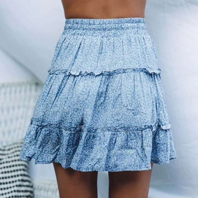 Женская юбка-мини с цветочным принтом Wonder Store винтажная эластичная юбка оборками