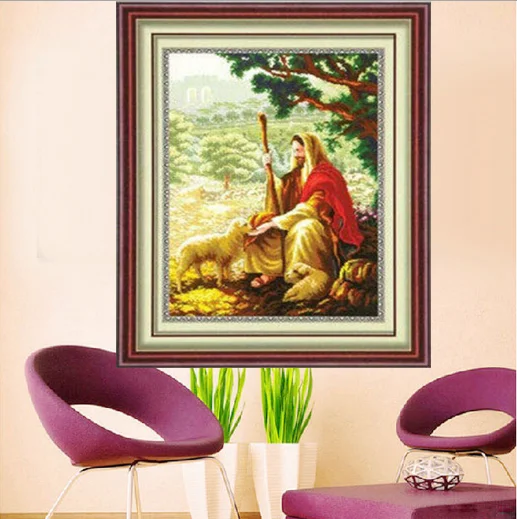Shepherds Catholic cross stitch kit full stitch 11ct pre stamped canvas cotton silk thread embroidery DIY needlework set
Shepherds Catholic cross stitch kit full stitch 11ct pre stamped canvas cotton silk thread embroidery DIY needlework set