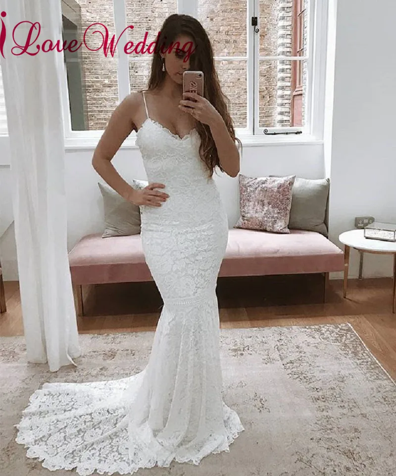 Sexy Mermaid Wedding Dresses Custom made V Neck Lace Open Back Vestido De Novia Boho Wedding Gowns
Sexy Mermaid Wedding Dresses Custom made V Neck Lace Open Back Vestido De Novia Boho Wedding Gowns