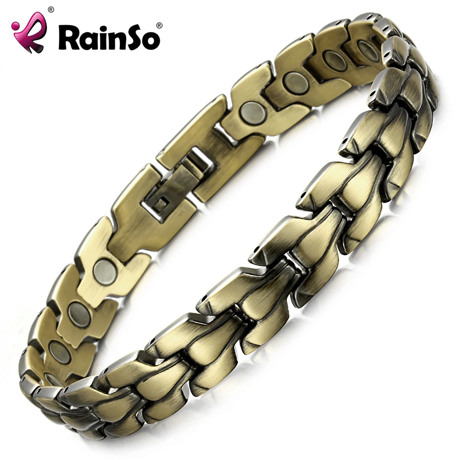 RainSo для мужчин Бронзовый Магнитный браслет Мода Роскошный высокого качества