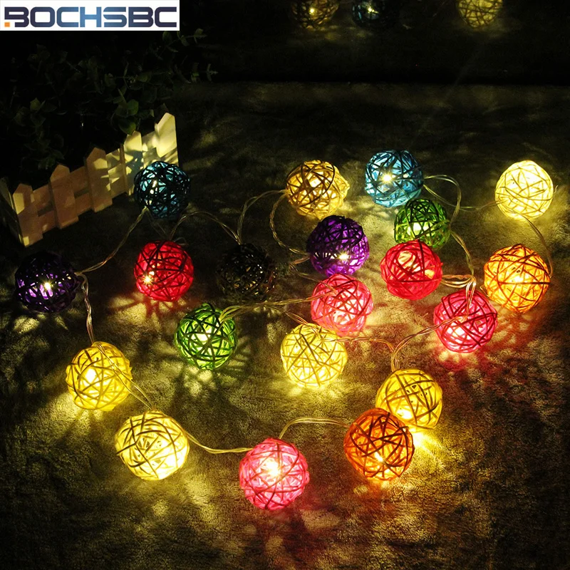 

BOCHSBC 2M Holiday String LED Lamp for Bedroom Living Room Coupe du monde de Lamps Coppa del mondo di calcio Rattan Ball Lights