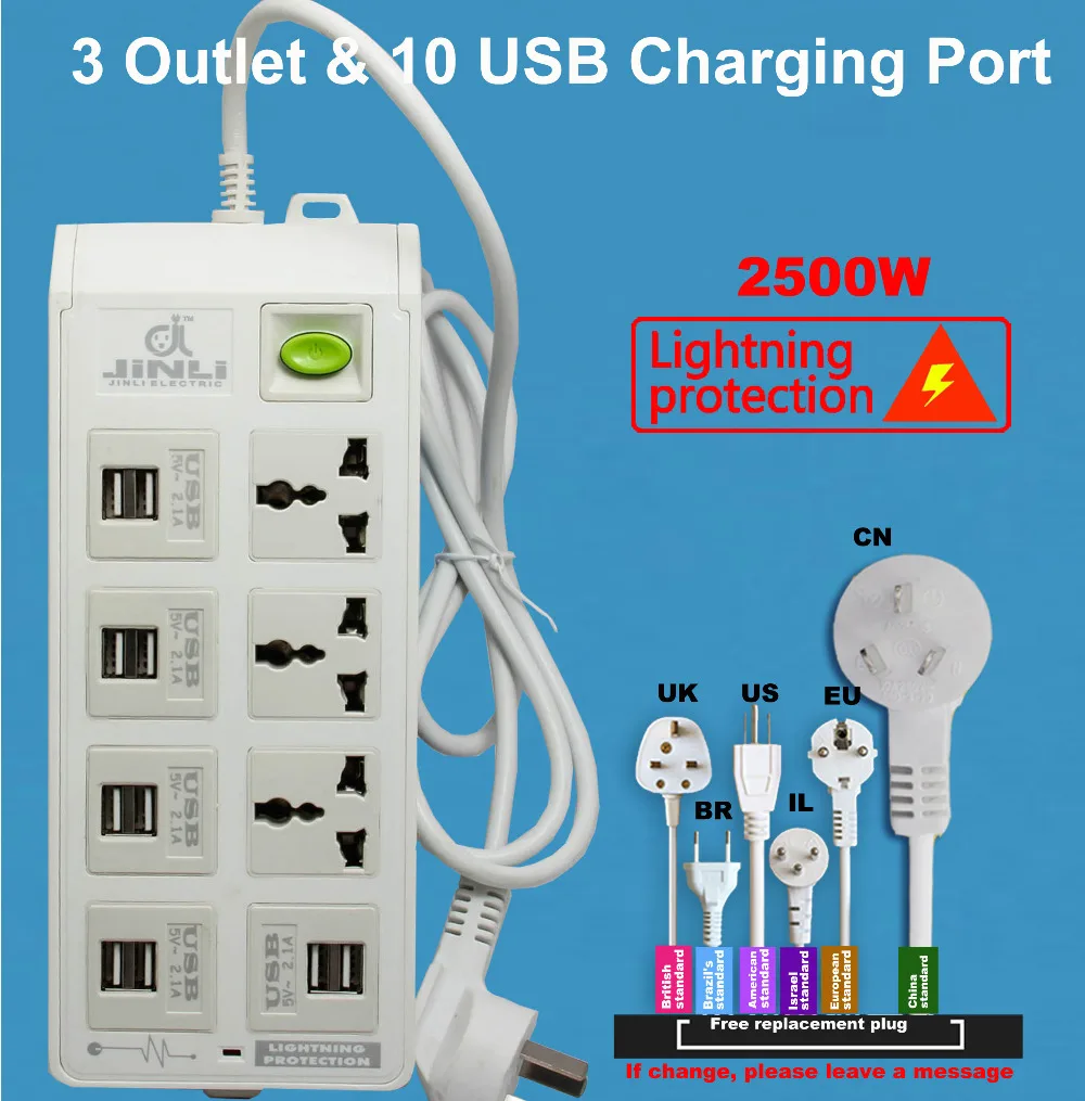 Power Strip Socket with 10 USB Standard Extension Socket Plug Multifunctional Smart Power Strip Home Electronics
Power Strip Socket with 10 USB Standard Extension Socket Plug Multifunctional Smart Power Strip Home Electronics