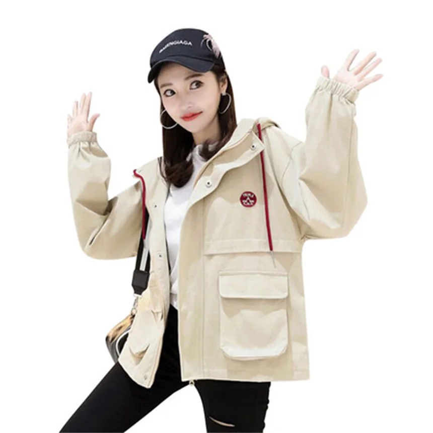 College wind 2018 spring and autumn new Korean version of the hooded BF tooling jacket women's loose jacket TB180810
College wind 2018 spring and autumn new Korean version of the hooded BF tooling jacket women's loose jacket TB180810