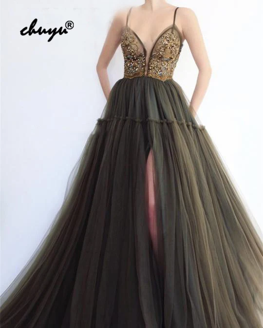 Muslim Evening Dress Spaghetti Straps V-Neck Beads Slit vestido de festa Islamic Dubai Saudi Arabic Evening Gown Prom Dress
Muslim Evening Dress Spaghetti Straps V-Neck Beads Slit vestido de festa Islamic Dubai Saudi Arabic Evening Gown Prom Dress